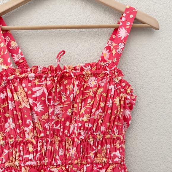 J. Crew Ruffle Trim Tiered Maxi Dress XS Petite Sunny Blooms Coral Cottage NWT - Picture 9 of 14